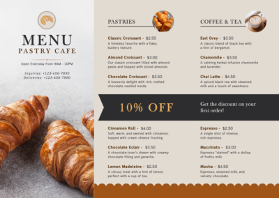 Social media graphic ad design for bakery shop brochure by Najat Allili